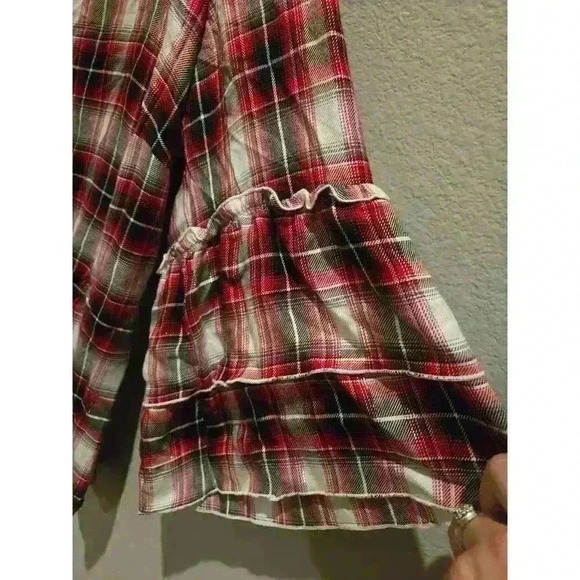 Jane And Delancey Women's 1X Red Plaid Balloon Sleeve Blouse Multicolor - Picture 6 of 11